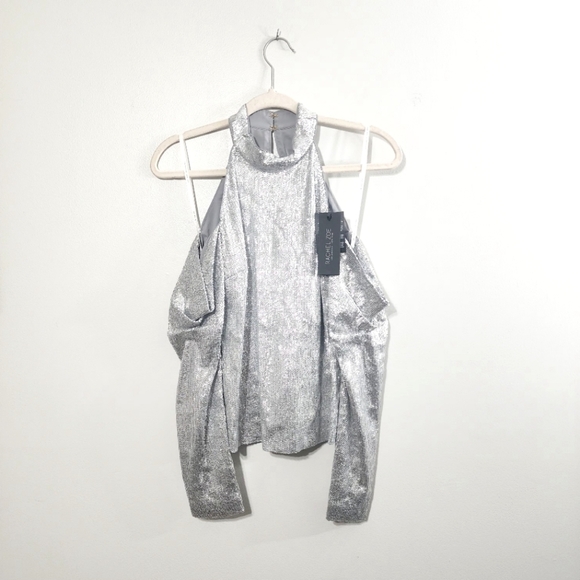 New Rachel Zoe Jakki Silver Sequined Halter Top - Picture 5 of 7